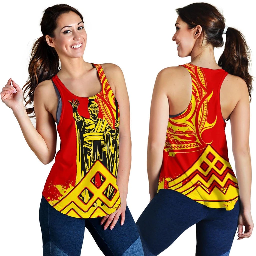 Hawaii Racerback Tank King Polynesian Mauna Kea Women's Tank Top Red - Polynesian Pride