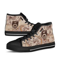 Kiribati High Top Shoes - Hibiscus Flowers Vintage Style - Polynesian Pride