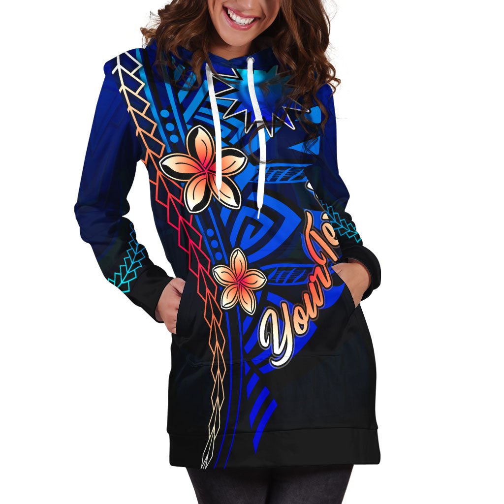 Nauru Islands Custom Personalised Hoodie Dress - Vintage Tribal Mountain - Polynesian Pride