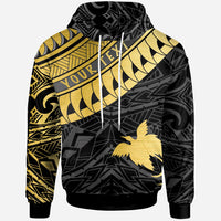 Papua New Guinea Custom Hoodie Papua New Guinea Ginger Lei Pattern Gold Unisex Gold - Polynesian Pride