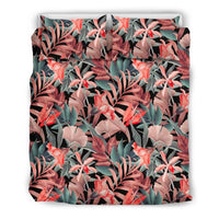 Hawaiian Seamless Tropical Flower Plant Background Retro Botanical Style Polynesian Bedding Set Black - Polynesian Pride