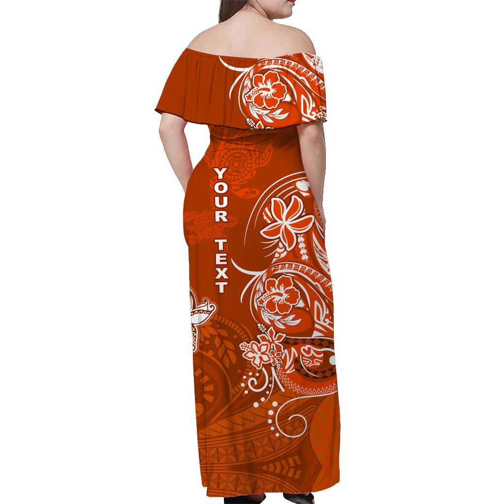 Custom Wallis et Futuna Matching Dress and Hawaiian Shirt Polynesia Orange Sea Turtle and Flowers LT13 - Polynesian Pride