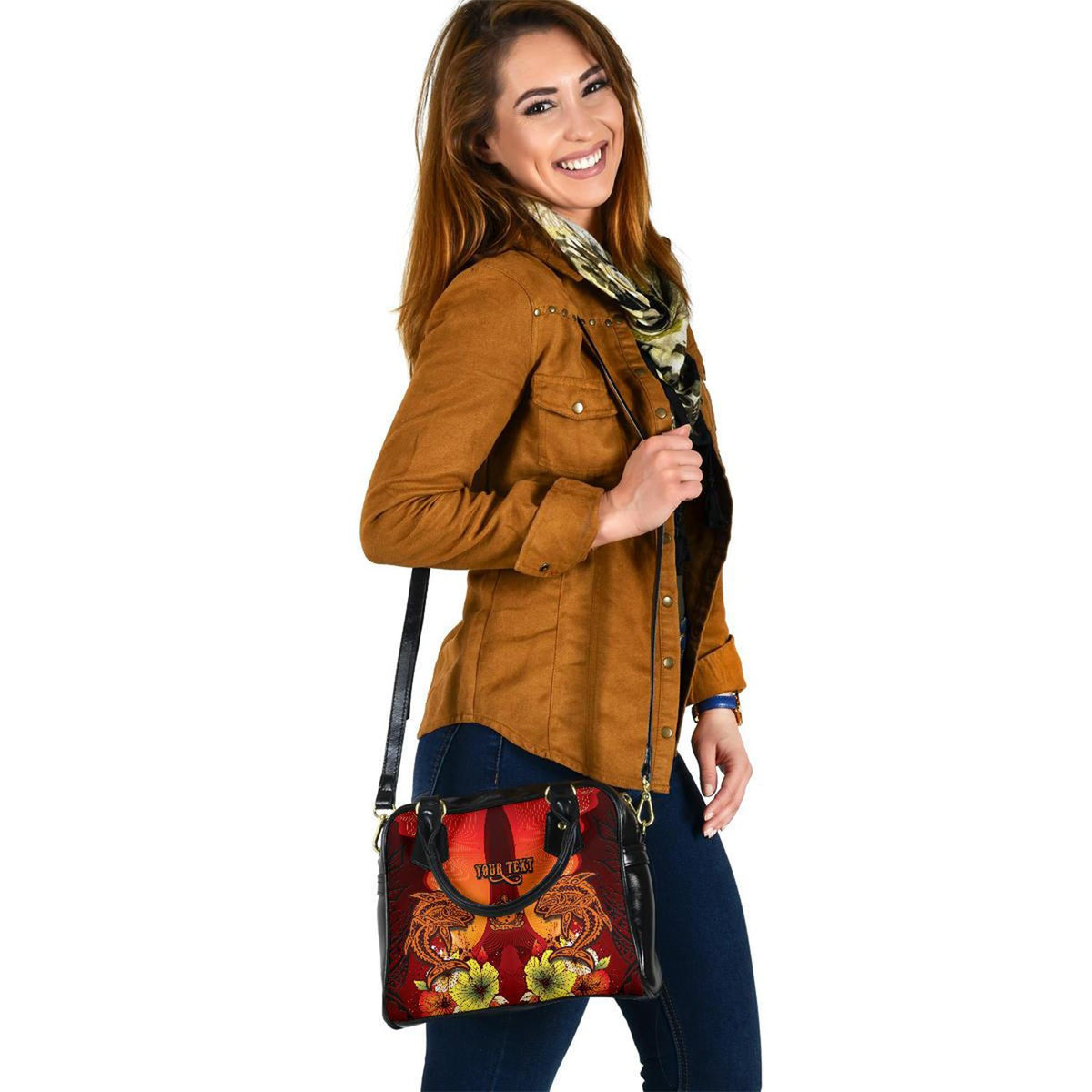 Samoa Custom Personalised Shoulder Handbag - Tribal Tuna Fish - Polynesian Pride
