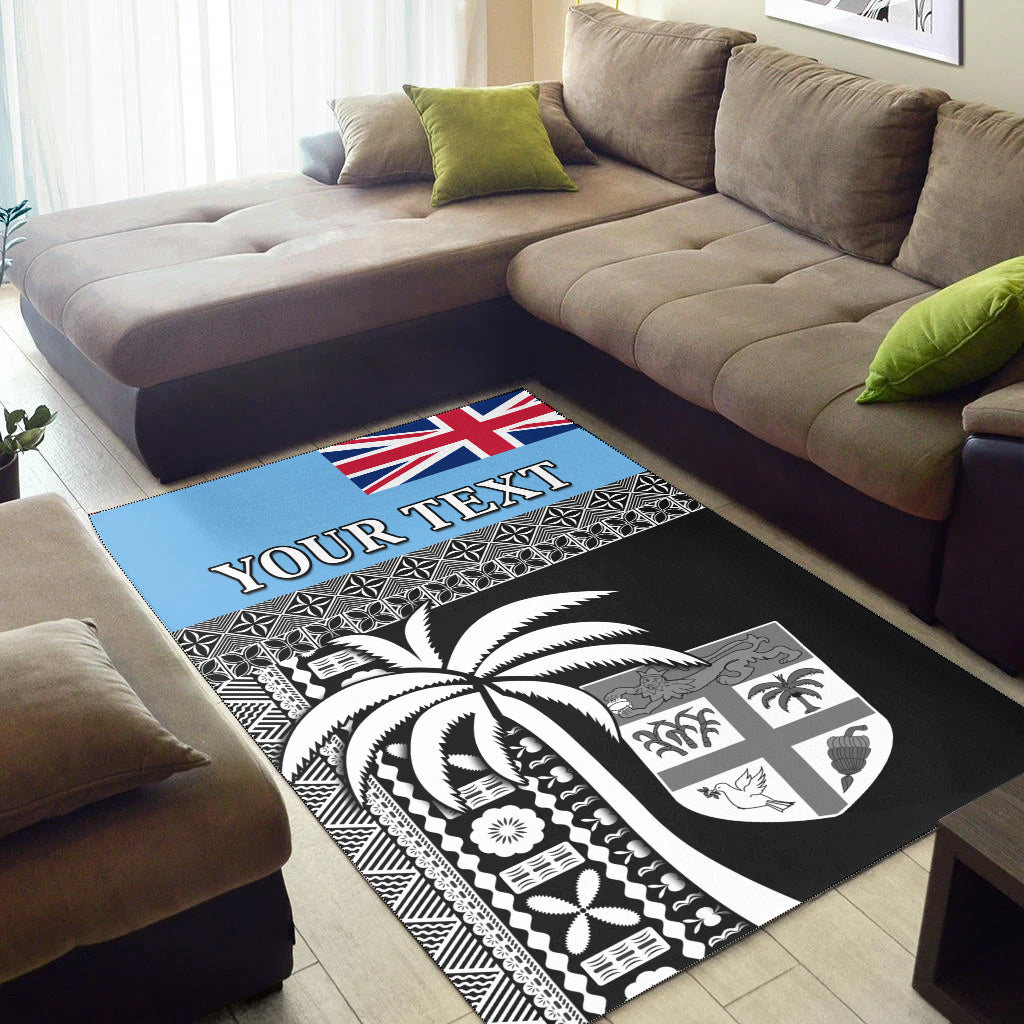 (Custom Personalised) Fiji Tapa Pattern Area Rug Coconut Tree LT13 - Polynesian Pride