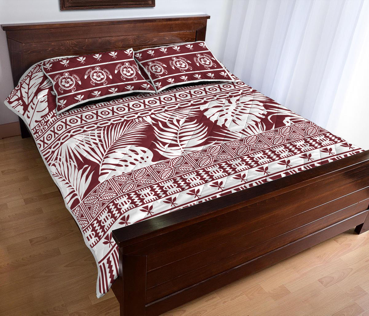 Hawaii Quilt Bed Set Pattern Version Unique Red LT13 - Polynesian Pride