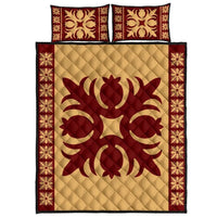 Hawaiian Quilt Pattern Flower And Plants Quilt Bed Set Gold - Polynesian Pride