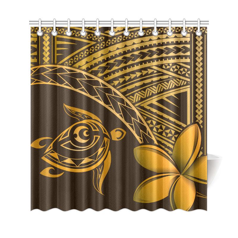 hawaiiShower Curtains - Hawaii Turtle Plumeria Brown - Polynesian Pride