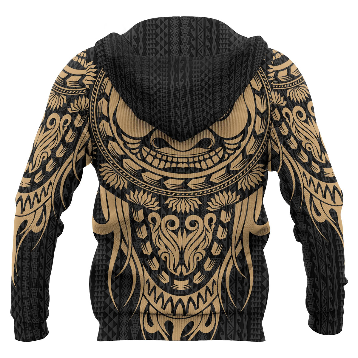 Polynesian All Over Zip up Hoodie Tattoo Tiki Gold - Polynesian Pride