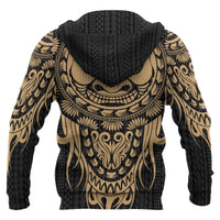 Polynesian All Over Zip up Hoodie Tattoo Tiki Gold - Polynesian Pride