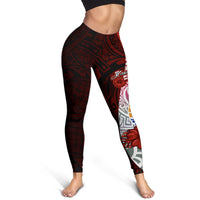 Tahiti Polynesian Custom Personalised Legging - Coat Of Arm With Hibiscus - Polynesian Pride