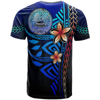 American Samoa Polynesian T Shirt Blue Vintage Tribal Mountain - Polynesian Pride
