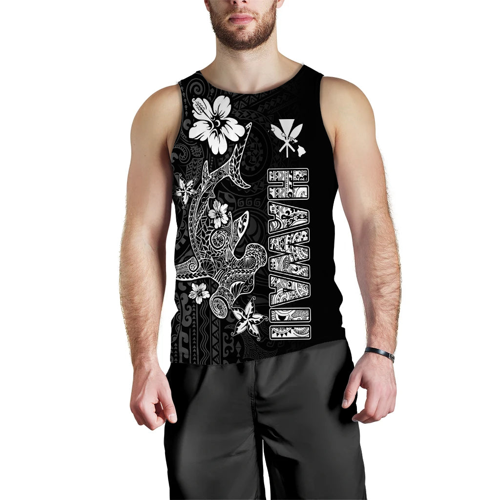 Hawaii Hammerhead Shark Hibiscus Hawaii Pattern Men Tank Top - LT2 - Polynesian Pride