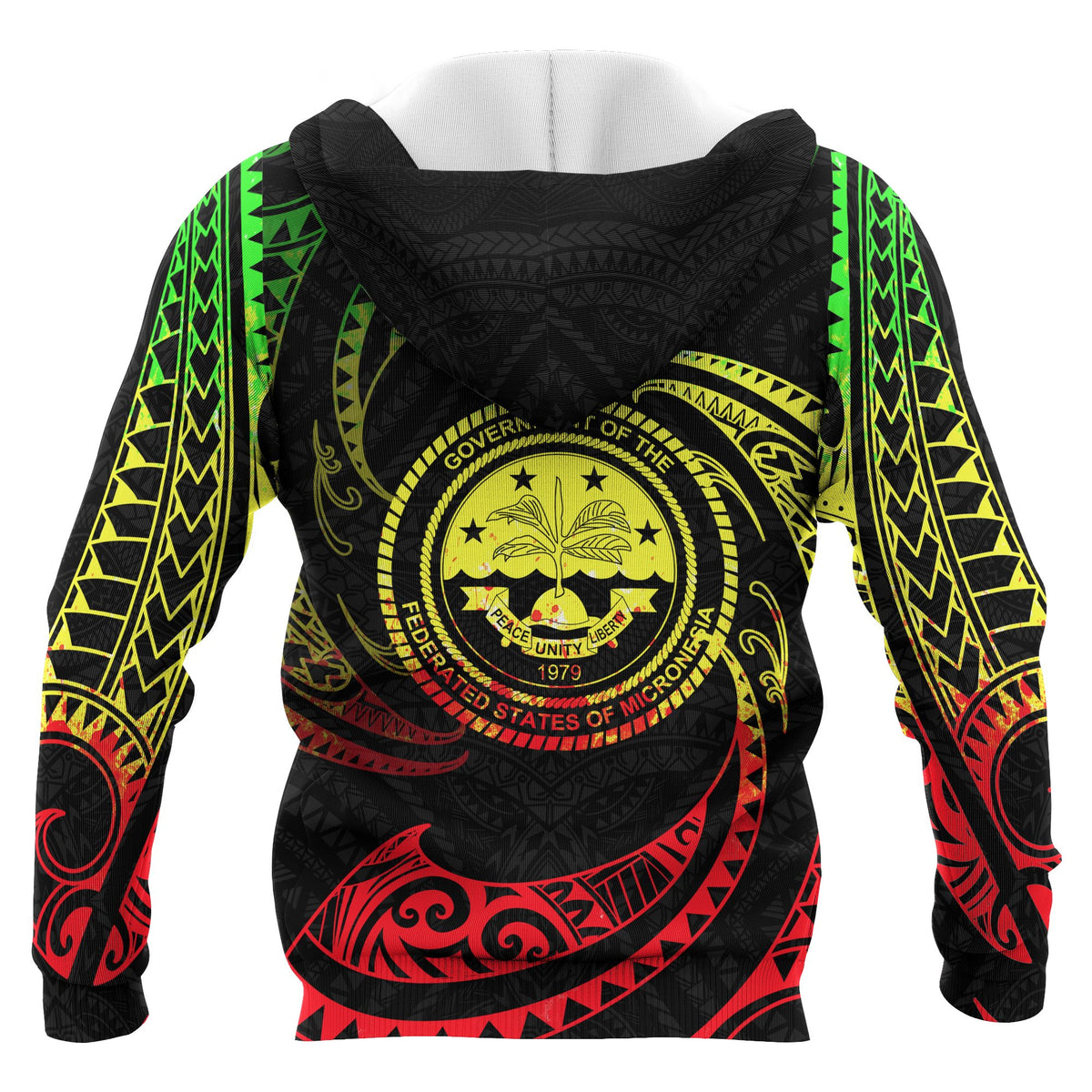 Federated States of Micronesia All Over Zip up Hoodie Reggae Tribal Wave - Polynesian Pride