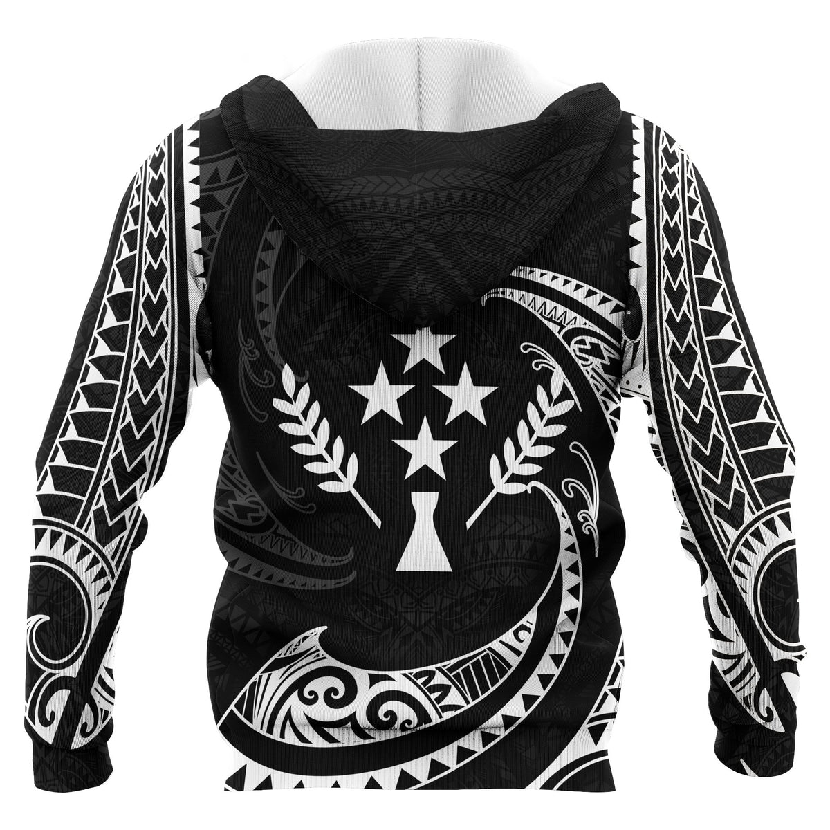 Kosrae Micronesia All Over Zip up Hoodie White Tribal Wave - Polynesian Pride