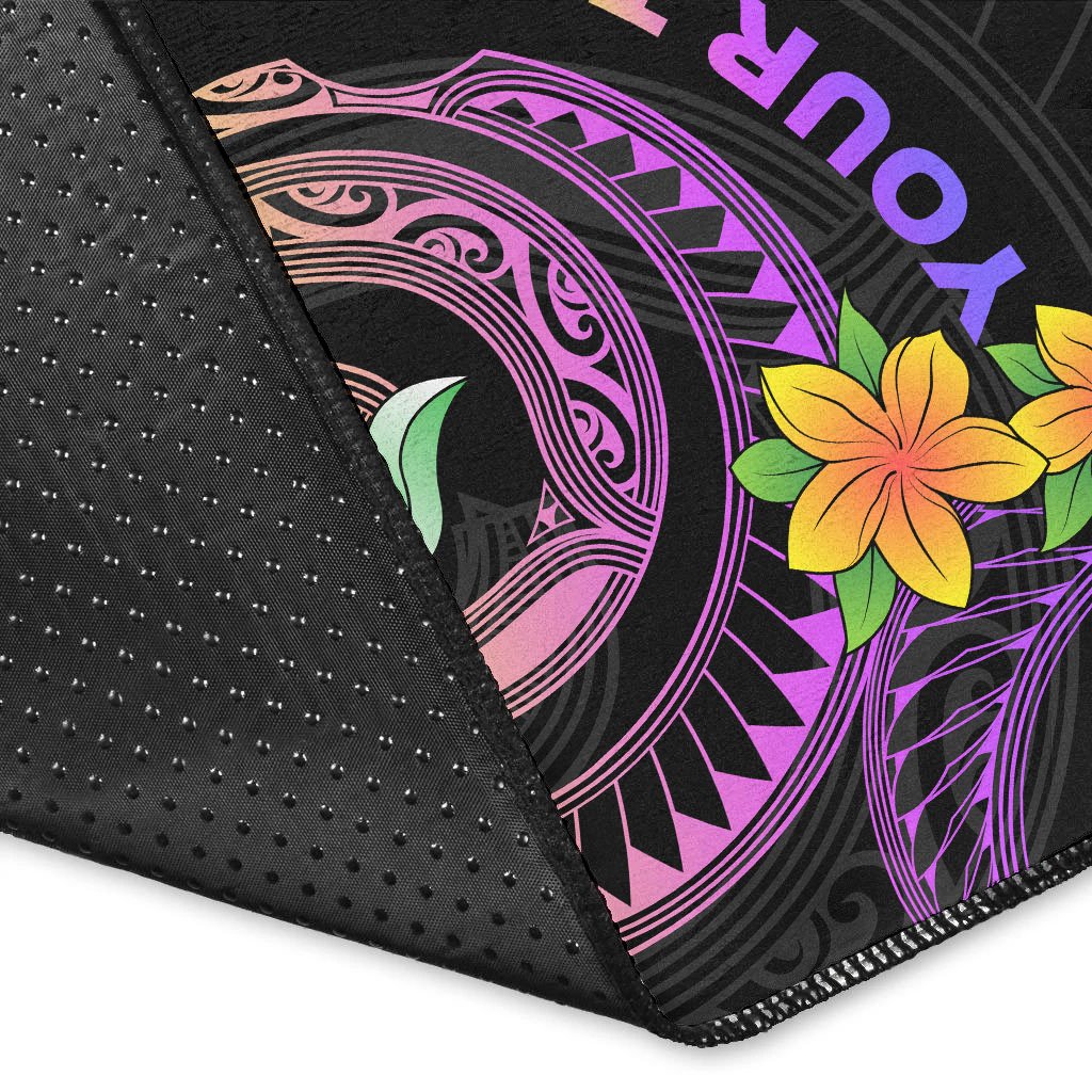 Polynesian Custom Personalised Area Rugs - Plumeria Flowers with Spiral Patterns - Polynesian Pride
