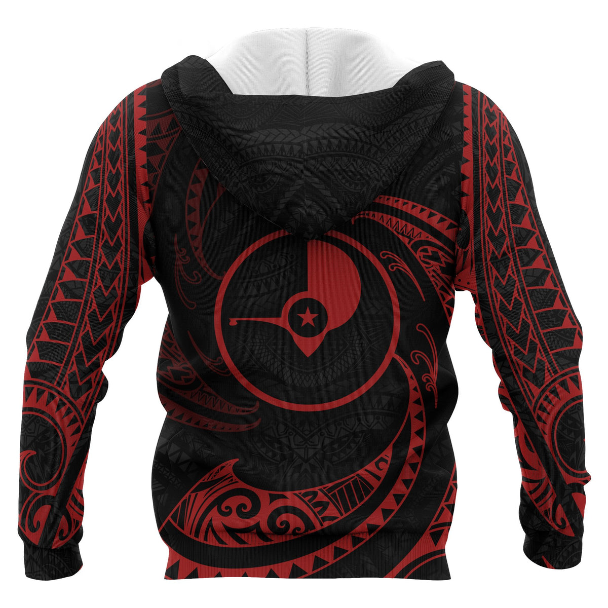 Yap Micronesia All Over Zip up Hoodie Red Tribal Wave - Polynesian Pride