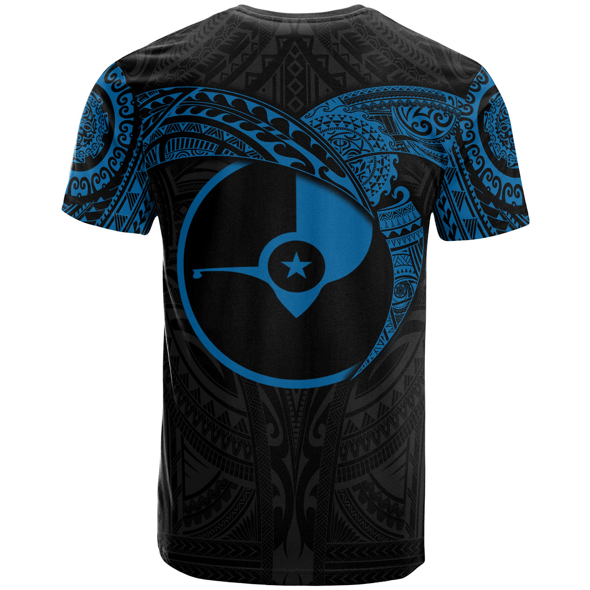 Yap Micronesian T Shirt Blue Heart Shield - Polynesian Pride
