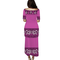 NE Fiji Bula Dress Tapa Turtles And Hibiscus Puletasi Dress Ver.04 LT14 - Polynesian Pride