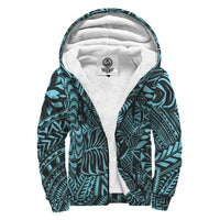 Blue Palm Polynesian Sherpa Hoodie Blue - Polynesian Pride