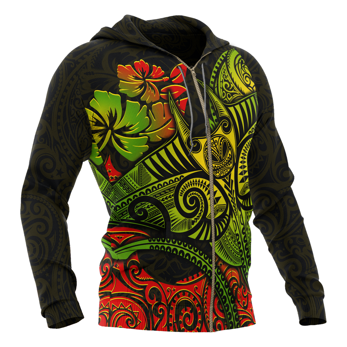 Hawaii Zip up Hoodie Polynesian Manta Ray - Polynesian Pride