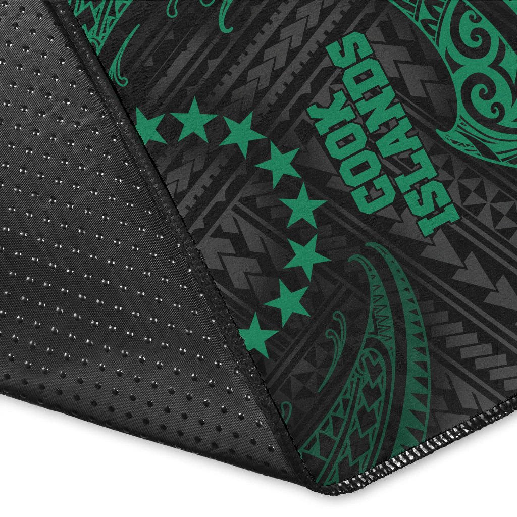 Cook Islands Polynesian Area Rug - Green Tribal Wave - Polynesian Pride