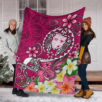 Fiji Premium Blanket - Turtle Plumeria (Pink) - Polynesian Pride