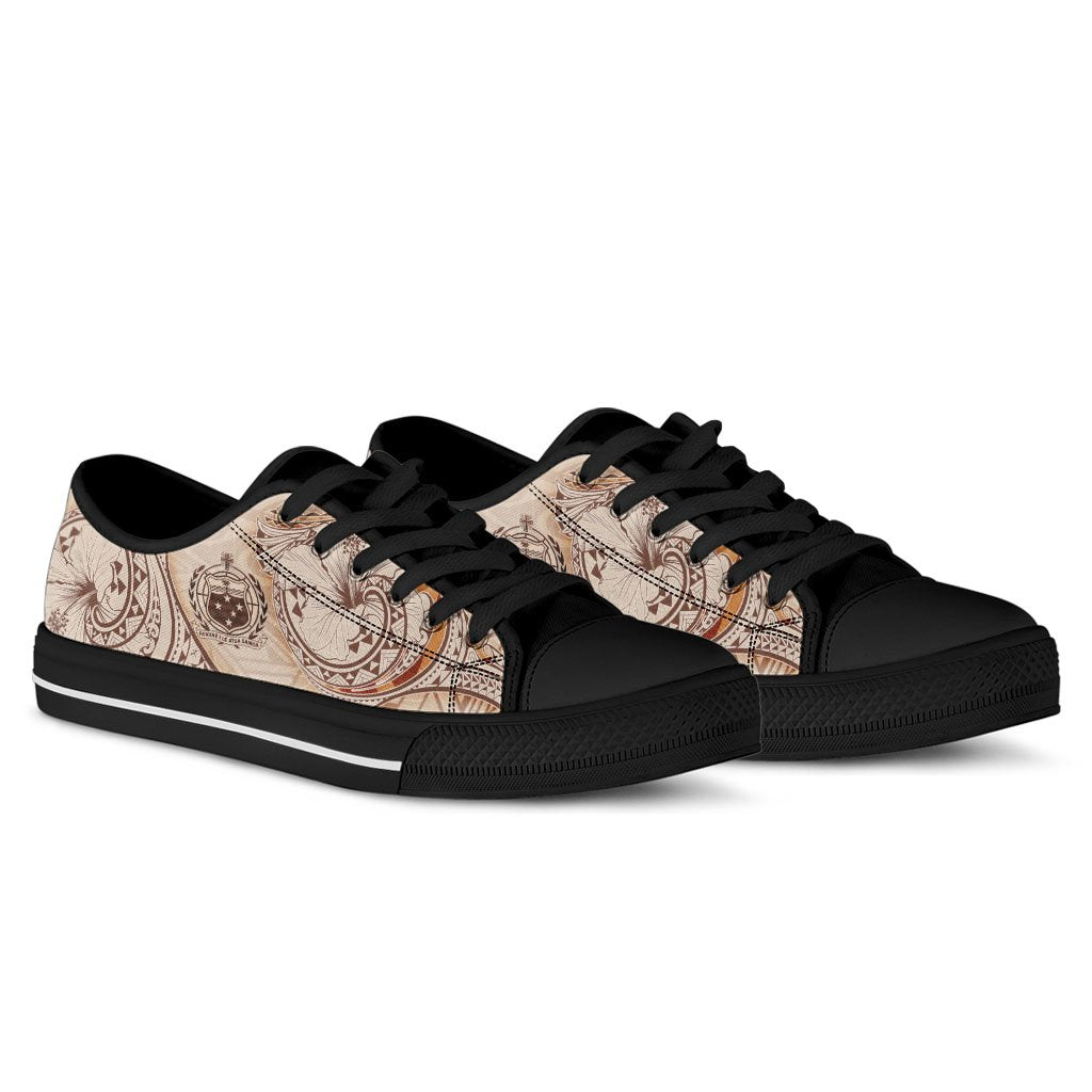 Samoa Low Top Shoes - Hibiscus Flowers Vintage Style - Polynesian Pride