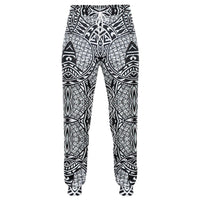 Polynesian Lauhala Mix White Joggers Unisex Black - Polynesian Pride