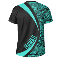 Hawaii Turtle Map Polynesian T Shirt Turquoise Circle Style - Polynesian Pride