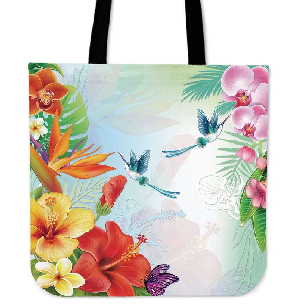 Hibiscus In Jung Tote Bag Tote Bag One Size White - Polynesian Pride