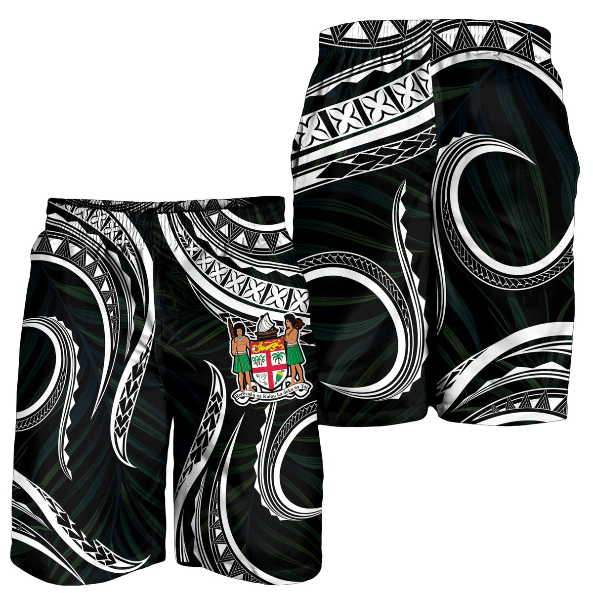 Fiji Coat of Arms Men Short Polynesian mix Coconut Pattern LT13 - Polynesian Pride