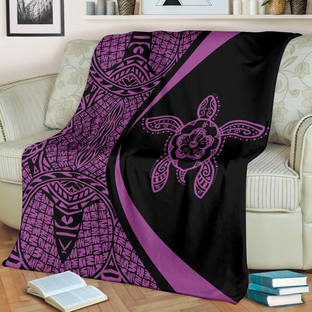 Hawaii Polynesian Tribal Premium Blanket - Circle Style Purple - Polynesian Pride