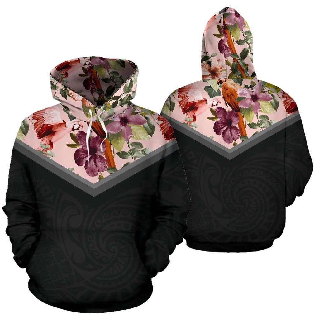 Hawaii Pink Hibiscus Hoodie Unisex White - Polynesian Pride
