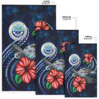 Federated States Of Micronesia Polynesian Area Rug - Blue Turtle Hibiscus - Polynesian Pride