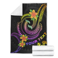 Polynesian Custom Personalised Premium Blanket - Plumeria Flowers with Spiral Patterns - Polynesian Pride