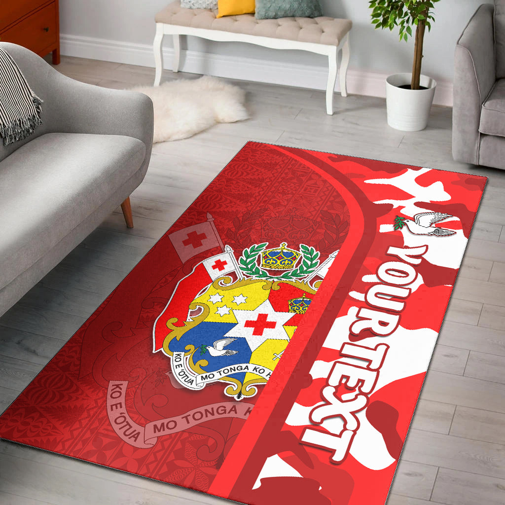 (Custom Personalised) Tonga Unique Area Rug Camouflage with Tongan Pattern LT13 Rug Red - Polynesian Pride