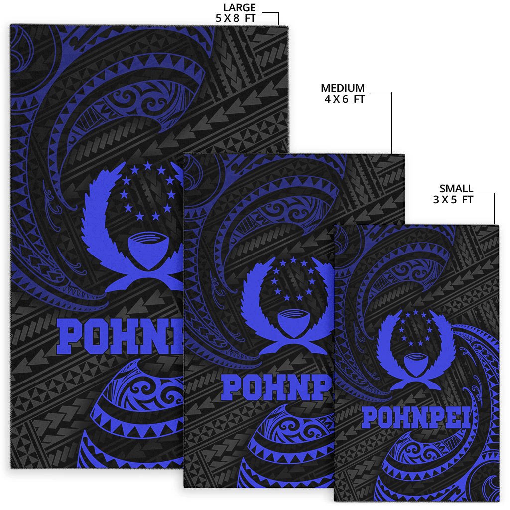 Pohnpei Polynesian Area Rug - Blue Tribal Wave - Polynesian Pride