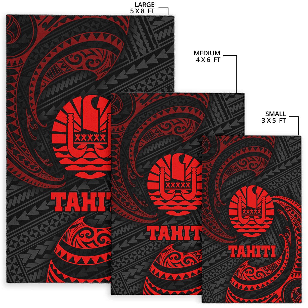 Tahiti Polynesian Area Rug - Red Tribal Wave - Polynesian Pride