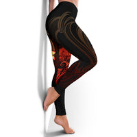 Tahiti Polynesian Women's Leggings - Plumeria Flowers And Waves - Polynesian Pride