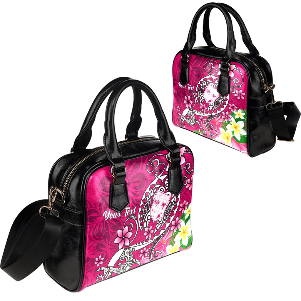 Fiji Custom Personalised Shoulder Handbag - Turtle Plumeria (Pink) - Polynesian Pride