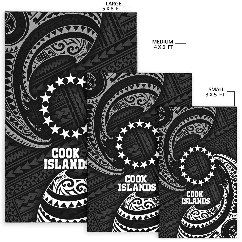 Cook Islands Polynesian Area Rug - White Tribal Wave - Polynesian Pride