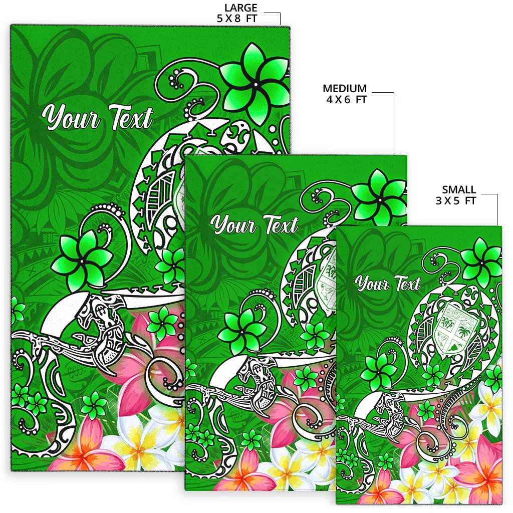 Fiji Custom Personalised Area Rug - Turtle Plumeria (Green) - Polynesian Pride