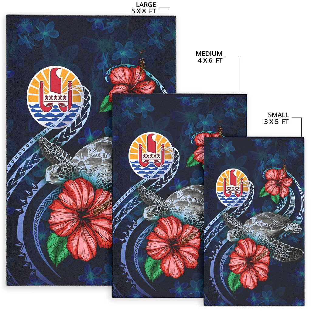 Tahiti Polynesian Area Rug - Blue Turtle Hibiscus - Polynesian Pride