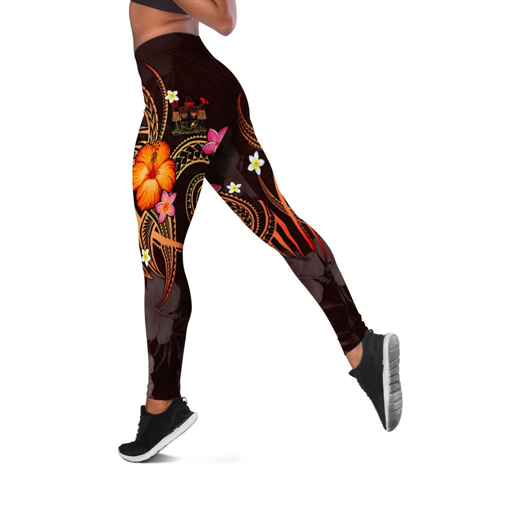 Fiji Polynesian Women's Leggings - Legend of Fiji (Red) - Polynesian Pride