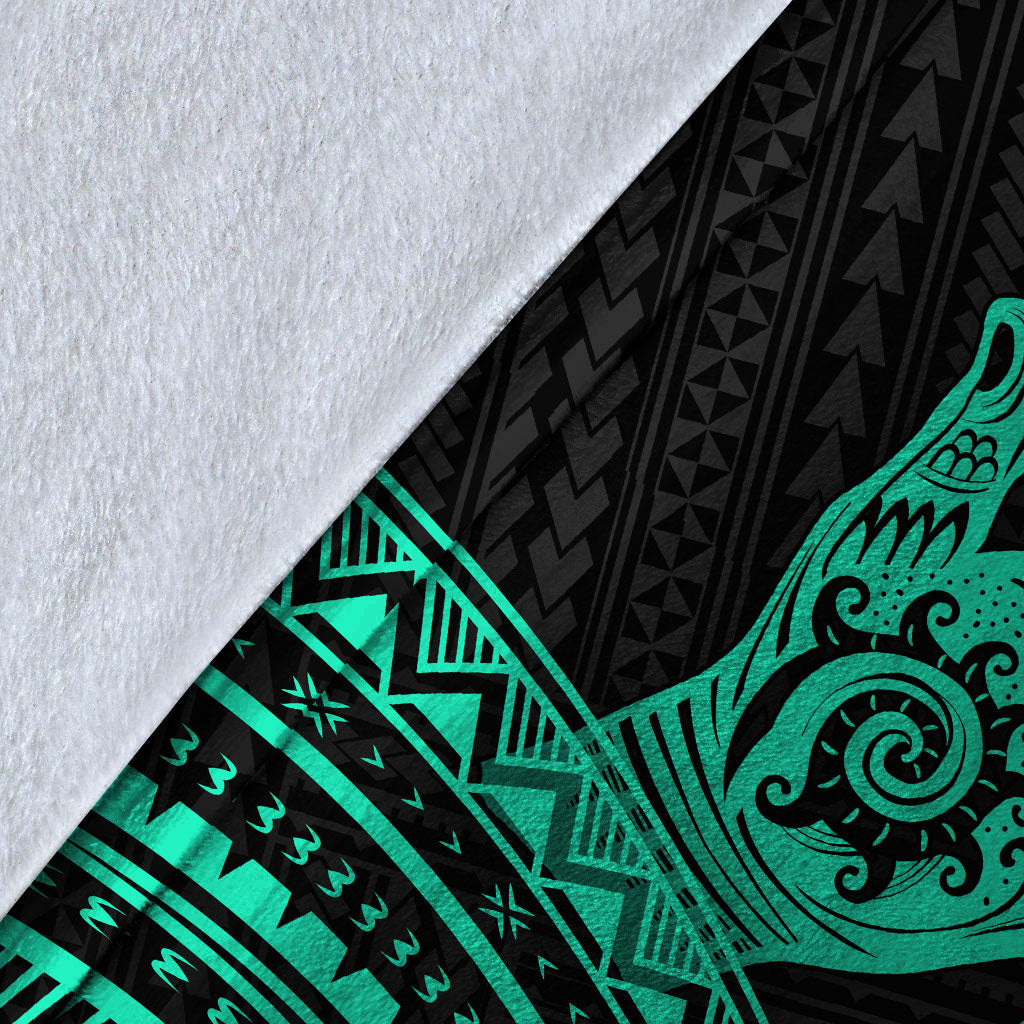 Hawaii Shaka Polynesian Tribal Turquoise Blanket - LT12 - Polynesian Pride