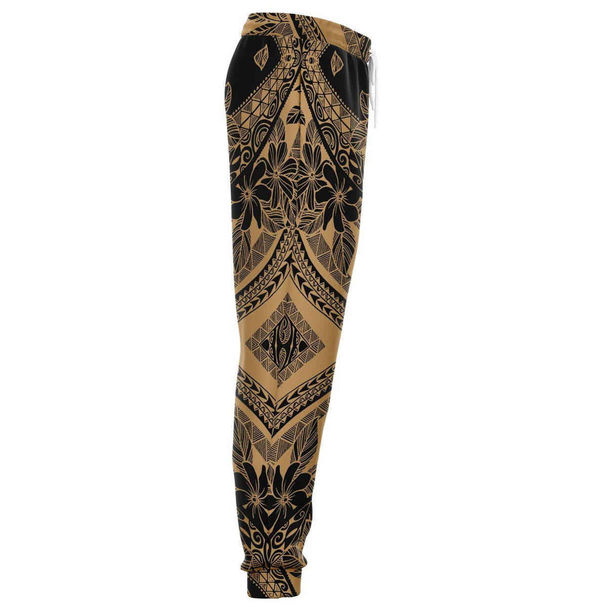 Polynesian Plumeria Mix Gold Black Joggers - Polynesian Pride