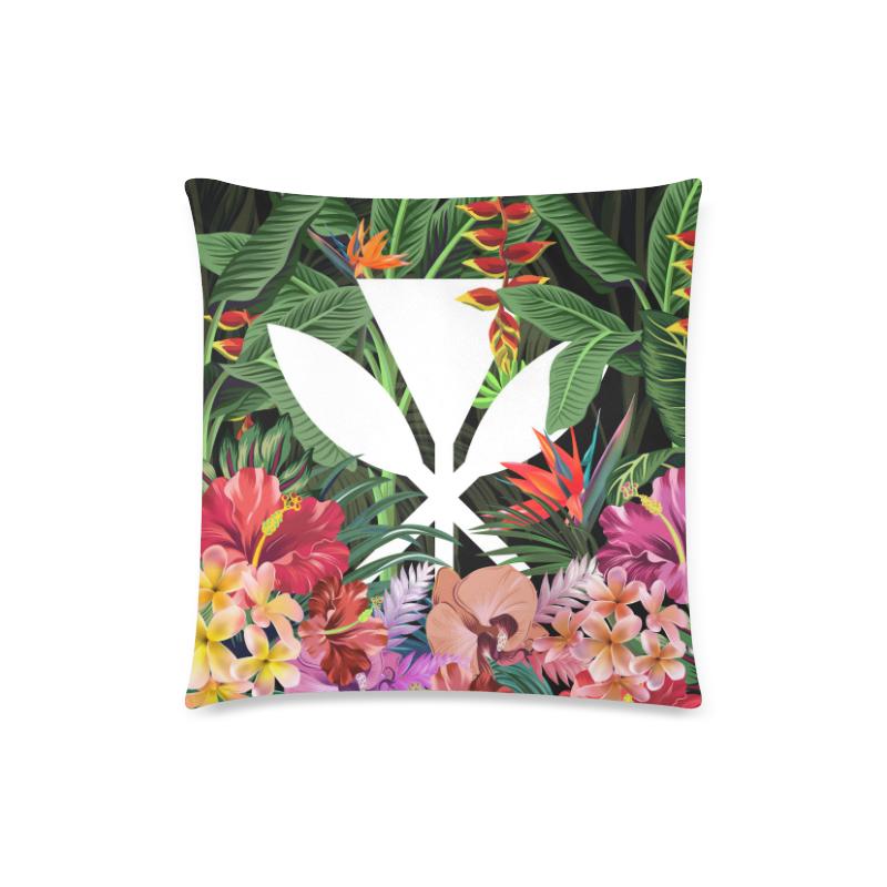 Kanaka Maoli (Hawaiian) Pillow Cases - Coat Of Arms Tropical Flowers And Banana Leaves - Polynesian Pride