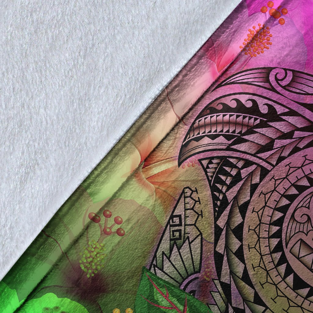 Polynesian Premium Blanket - Manta Ray Tropical Flowers - Polynesian Pride