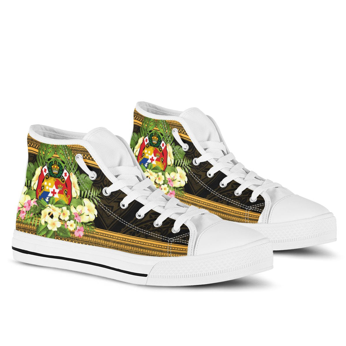 Tonga High Top Shoes - Polynesian Gold Patterns Collection - Polynesian Pride