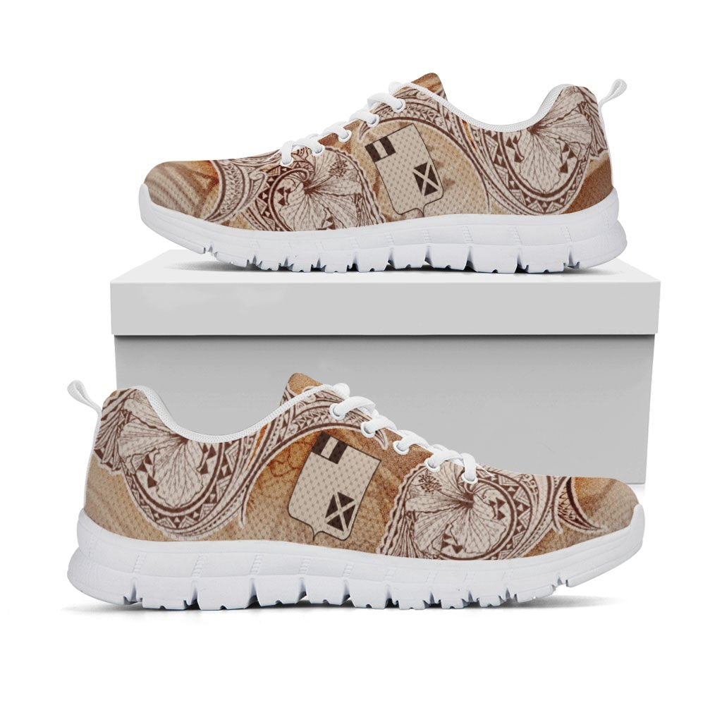 Wallis and Futuna Sneakers - Hibiscus Flowers Vintage Style - Polynesian Pride